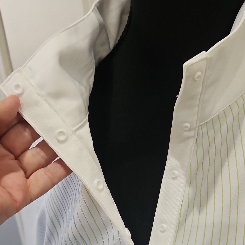 Callaway White and Blue Long Sleeve Top with Green Accents - Picture 3 of 14